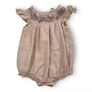 LOUISE MISHA - Barboteuse rose &agrave; bretelles - 6 mois