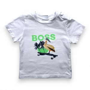 HUGO BOSS - T shirt blanc à motifs - 18 mois