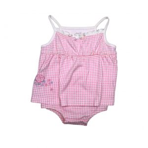 VINTAGE - Barboteuse rose vichy - 12 mois