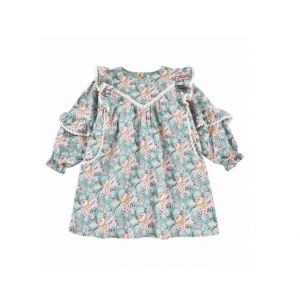 LOUISE MISHA - Robe &eacute;paisse bleue &agrave; fleurs - 10 ans