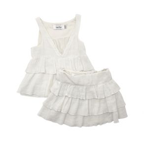 BABY DIOR - Ensemble jupe & top de cérémonie à volants blancs - 2 ans