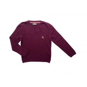FENDI - Pull en laine bordeaux col V -  6 ans
