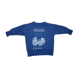 BOBO CHOSES - Sweat bleu "zebra painter"- 6/12 mois