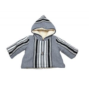 BONTON - Veste burnou grise fourrée à rayures ethnic - 12 mois