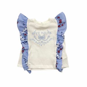 FENDI - Top &agrave; volants vichy et motifs fleuris - 3 mois