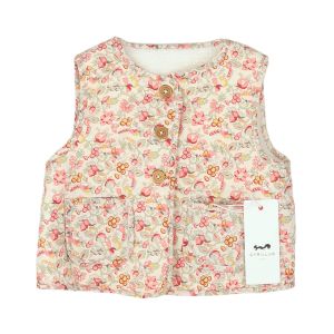 CYRILLUS - BLOUSON SANS MANCHE - BEIGE, ROSE - 18 MOIS