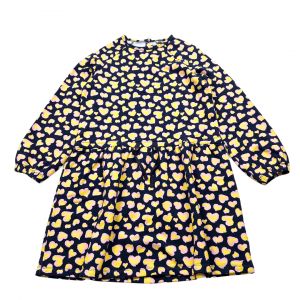 BONTON - Robe bleu neuve imprimé coeurs rose et jaune - 12 ans