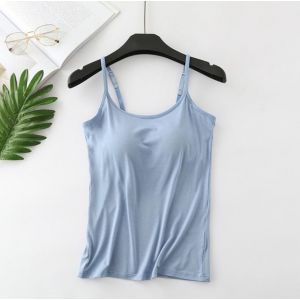 Débardeur Soutien Gorge - Top Brassière Intégrée | Sans soutif - Bleu M