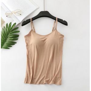 Débardeur Soutien Gorge - Top Brassière Intégrée | Sans soutif - Beige L