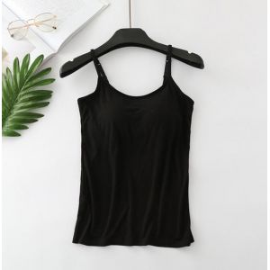 Débardeur Soutien Gorge - Top Brassière Intégrée | Sans soutif - Noir L