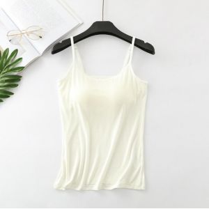 Débardeur Soutien Gorge - Top Brassière Intégrée | Sans soutif - Blanc S