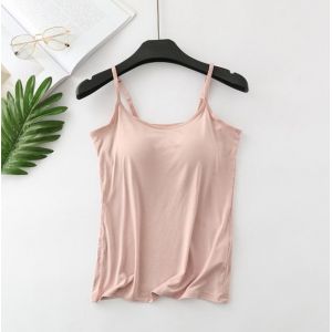 Débardeur Soutien Gorge - Top Brassière Intégrée | Sans soutif - Rose S
