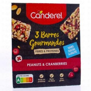 CANDEREL Barres gourmandes peanuts et cranberries 3x31g