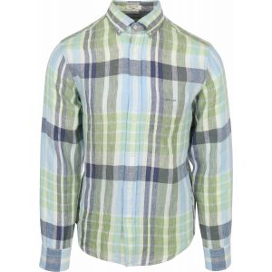 Gant Chemise Lin A Carreaux  Bleu Vert taille L