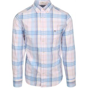 Gant Shirt Tartan Plaid Pink Bleu Rose taille L