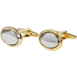 Bouton de Manchette Ovale NR223  Argent&eacute; Dor&eacute;