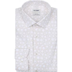 OLYMP Chemise Level 5 Impression Beige Blanc cass&eacute; taille 44