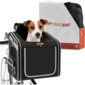 Trevopet&reg; Panier &agrave; v&eacute;lo pour chien - Panier &agrave; v&eacute;lo 4 en 1 pour chien, sac de transport, sac &agrave; dos et si&egrave;ge auto - Convient aux v&eacute;los &eacute;lectriques - Pour les chiens jusqu'&agrave; 8 kg - Noir