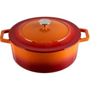 MOA Casserole en fonte - Capacit&eacute; 7,2 litres - 30CM - Ronde - Toutes sources de chaleur - Egalement pour induction - Poids 7,3 kg - Orange Rouge - C30OR