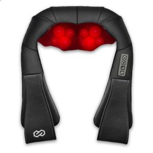 Infinity Goods Coussin de massage Shiatsu - Appareil &eacute;lectrique pour le cou et le dos - Fonction de chaleur avec infrarouge - 8 t&ecirc;tes de massage r&eacute;glables - Appareil de massage - Noir