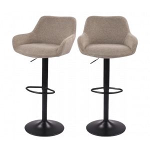 Dutchbone Tabourets de bar Oliver - Lot de 2 - Taupe - 56 x 54 x 109 cm - Hauteur d'assise r&eacute;glable 60-80 cm
