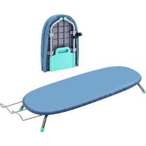 TTD&reg; Table &agrave; repasser pliable sans ligne de pliage - Comprend une planche &agrave; manches et une boucle de suspension - Mini table &agrave; repasser avec porte-fer - Table &agrave; repasser de table pliable - Petite table &agrave; repasser pliable