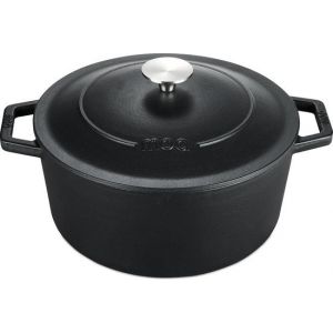MOA Casserole - Fonte - Capacité 5,7 litres - 26CM - Ronde - Toutes sources de chaleur - Egalement pour induction - Poids 5,8 kg - Noire - C26B
