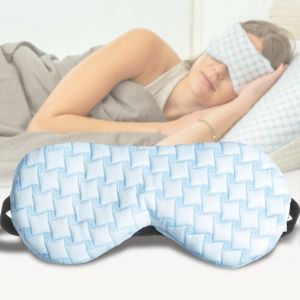 Masque de sommeil femmes & hommes EL-Life - Masque pour les yeux avec dentelle en tissu de velours - Ajustable - Bleu et blanc