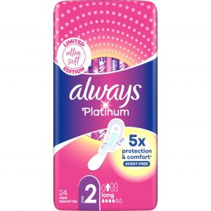 Serviettes hygi&eacute;niques sans odeur Always Ultra Platinum - Ultra fines - taille normale - 24 serviettes