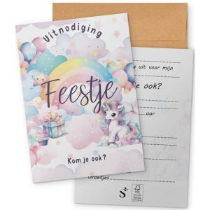 Systemyze 15x Invitation Kids Party Girl - Cartes d'invitation d'anniversaire - Th&egrave;me Licorne - Format A6
