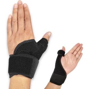 LBB - Attelle de doigt - Pour le pouce - Notre taille - Noir - Attelle trempée - Cadre en acier - Attelle de doigt - Attelle de pouce - Attelle de pouce droite - Attelle