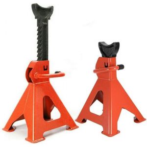 Perel Jeu de supports d'essieu r&eacute;glables, 2 pi&egrave;ces, hauteur de levage max. 430 mm, chargeable jusqu'&agrave; 2 tonnes (chaque), acier, orange