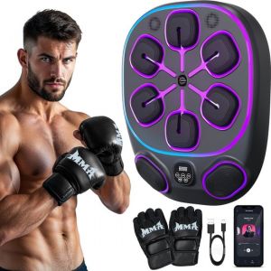 Inventus Boxing Machine PRO - Gants de boxe inclus - Installation de la machine de boxe sans per&ccedil;age - Reflex Music Boxing - Smart Bluetooth Boxing Machine - Sports Boxing Training - Sac de boxe / Ballon de boxe - Rechargeable par USB - Pour adultes