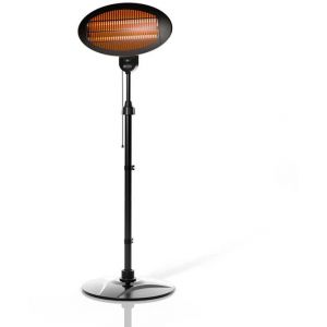 Chauffage de terrasse infrarouge - Juskys - sur pied - 3 niveaux de chaleur - 2000W - Protection IP34 - Pour balcon, jardin et jardin d'hiver - Noir