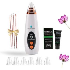 TibaGoods Premium Blackhead Remover I Pore Cleaner with 6 Attachments Remove blackheads | Acne | Comedone Spoons | Skin Care