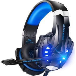 KOTION Casque de jeu EACH G9000 - PS4, ordinateurs portables - Noir/Bleu