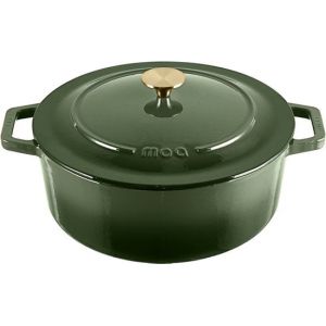 MOA Casserole en fonte - 7,2L - Pour toutes les sources de chaleur y compris l'induction - Avec couvercle - &Oslash; 30cm - Rev&ecirc;tement antiadh&eacute;sif - Vert