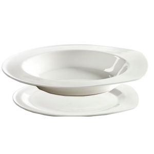 Serax - Set d'assiettes avec assiette XL et assiette creuse - 32.7 cm & 25.1 cm - Avec un design moderne et minimaliste et des tailles spacieuses - Pour le d&icirc;ner et la pr&eacute;sentation - Porcelaine blanche