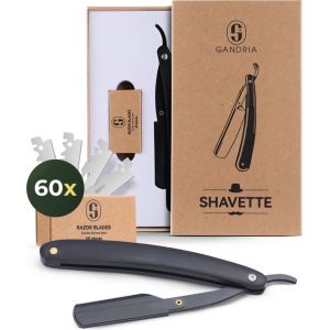 Gandria Shavette Open Razor - Classic Flip Razor - Barber & Barber Knife - Safety Razor - Straight Razor for Men - Incl. 60 Razors