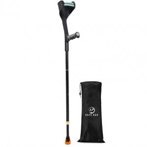 SafeLife&reg; - B&eacute;quille de marche et de coude - 1 pi&egrave;ce - Hauteur r&eacute;glable - Aluminium noir et plastique - Poign&eacute;e ergonomique - L&eacute;g&egrave;re et confortable