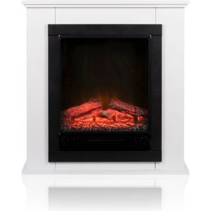Classic Fire Cheminée d'ambiance électrique Lugano - Cheminée avec foyer - Flammes LED - 1800W - Blanc