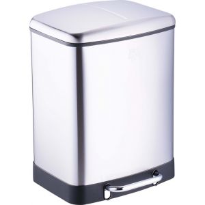 Dirt Devil Poubelle &agrave; p&eacute;dale 12 litres - Poubelle salle de bain - Inox - Argent