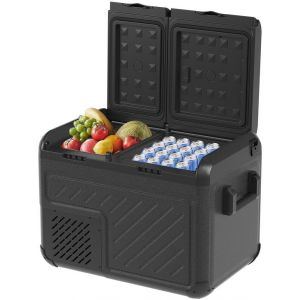 Auronic Electric Cool Box - Compresseur - Deux zones - 12V 230 Volt - Voiture - Cong&eacute;lation et r&eacute;frig&eacute;ration - 35L - Frigobox - Noir/Gris