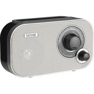 Denver FM Radio Retro - Fonctionne sur batterie ou sur secteur - Radio de cuisine - Radio portable - TR51 - Blanc