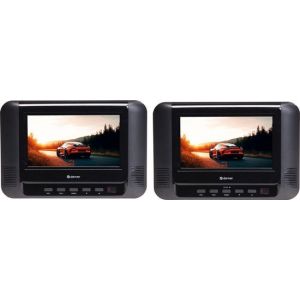 Lecteur DVD Portable Voiture - Denver - 7 pouces - 2 &eacute;crans - sangles de fixation incl. - USB - MTW793