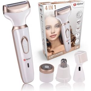 alpina 4-in-1 Ladyshave - Rasoir f&eacute;minin - pour le corps et le visage - Tondeuse &agrave; sourcils incluse