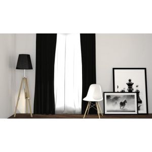 Larson - Rideau occultant tissé de luxe - crochets - noir - 150 x 250 cm - occultant & prêt-à-porter