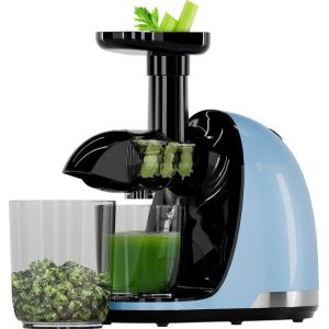 KitchenBrothers Slowjuicer - Presse-agrumes - Presse-légumes et fruits - 700ml - Avec récipient à pulpe - Extracteur de jus - Bleu pastel