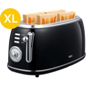MOA Retro Toaster XL - 6 niveaux de chaleur - 4 sandwichs simultan&eacute;s - 1500W - Fonction de r&eacute;chauffage et de d&eacute;cong&eacute;lation - Noir - T5B