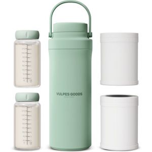 Vulpes Goods&reg; BabyCare - Refroidisseur de lait pour les d&eacute;placements - Refroidisseur de lait maternel portable - Bouteille en acier inoxydable de 750 ml + 2 bouteilles de 300 ml sans BPA - Refroidissement jusqu'&agrave; 24 heures - Refroidisseur de lait maternel